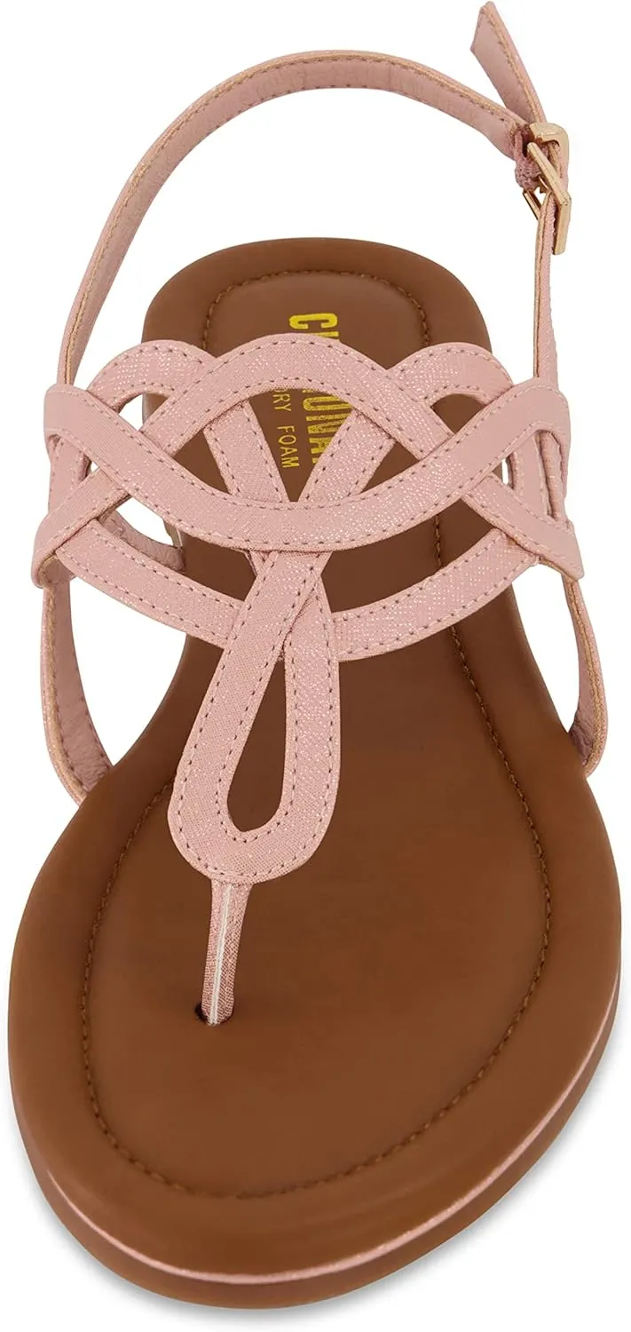CUSHIONAIRE Women's Judit flat sandal  Comfort Foam, Wide Widths Available
