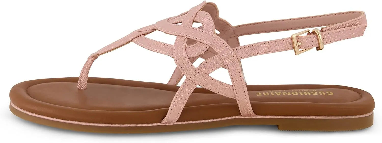 CUSHIONAIRE Women's Judit flat sandal  Comfort Foam, Wide Widths Available