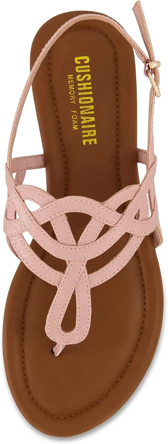 CUSHIONAIRE Women's Judit flat sandal  Comfort Foam, Wide Widths Available