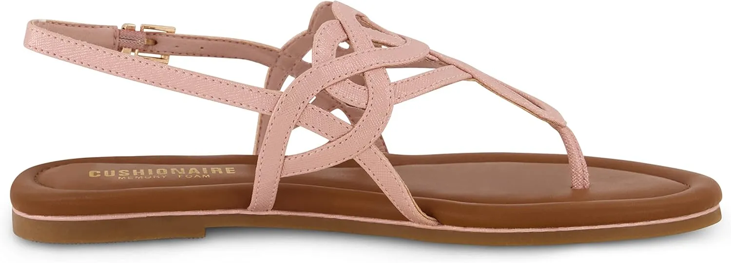 CUSHIONAIRE Women's Judit flat sandal  Comfort Foam, Wide Widths Available