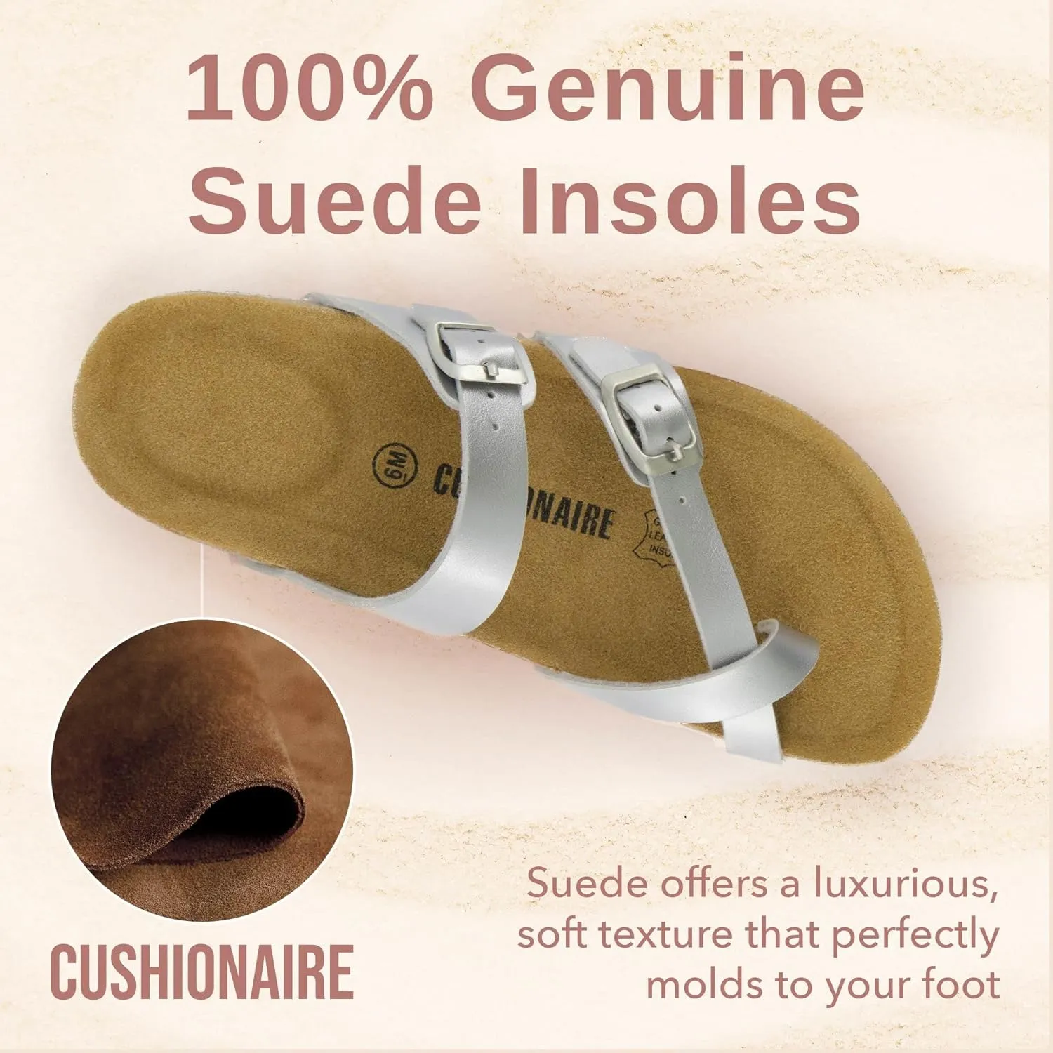 CUSHIONAIRE Women's Luna Cork Footbed Sandal With  Comfort