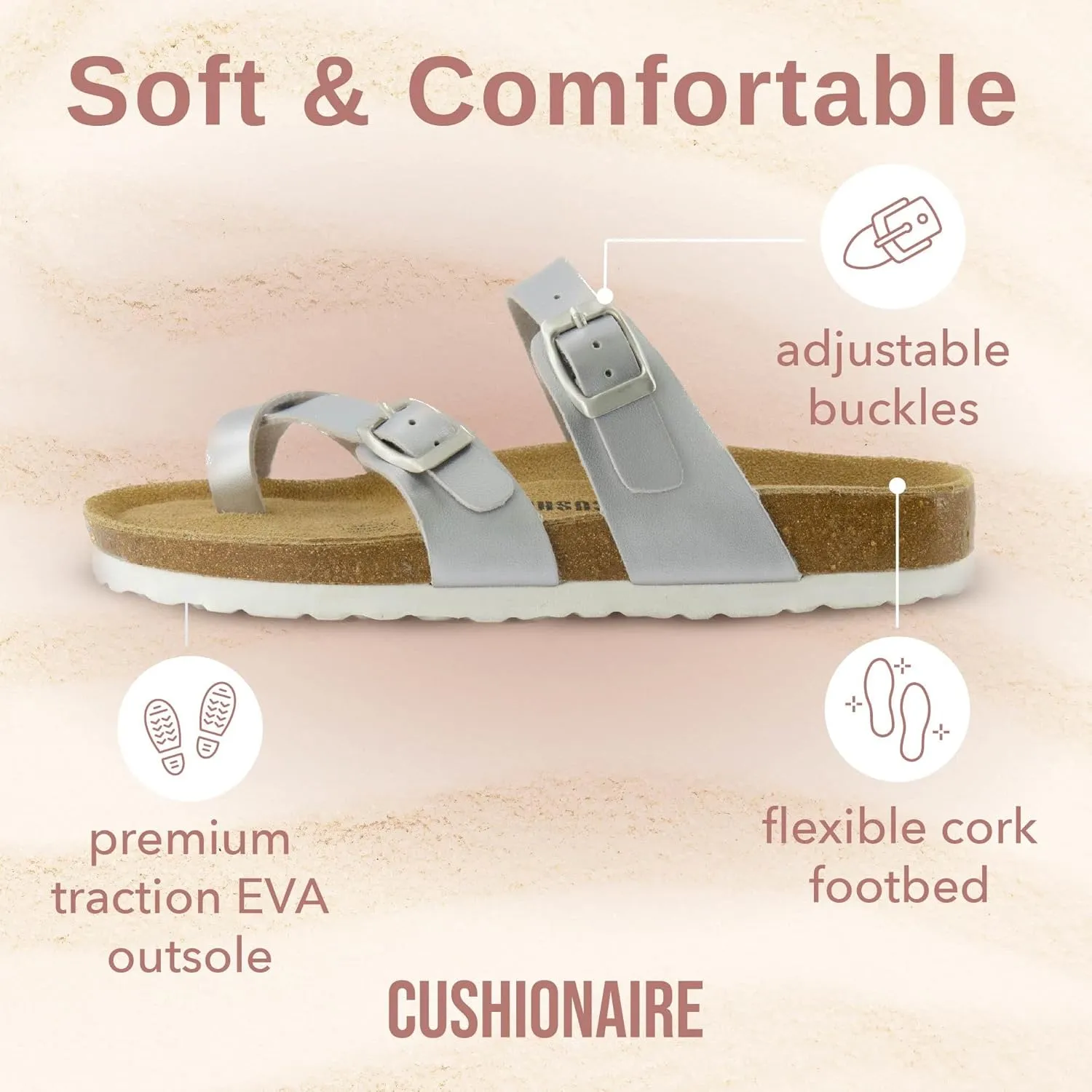 CUSHIONAIRE Women's Luna Cork Footbed Sandal With  Comfort