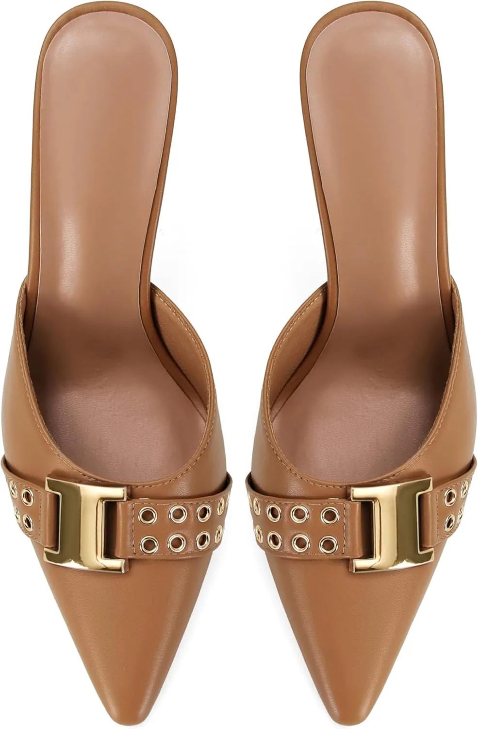 DOEYG Pointed Toe Kitten Heels for Women Closed Toe Heeled Mules Heels Sandals Buckle Stiletto Heels Pumps