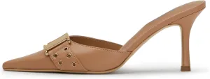DOEYG Pointed Toe Kitten Heels for Women Closed Toe Heeled Mules Heels Sandals Buckle Stiletto Heels Pumps