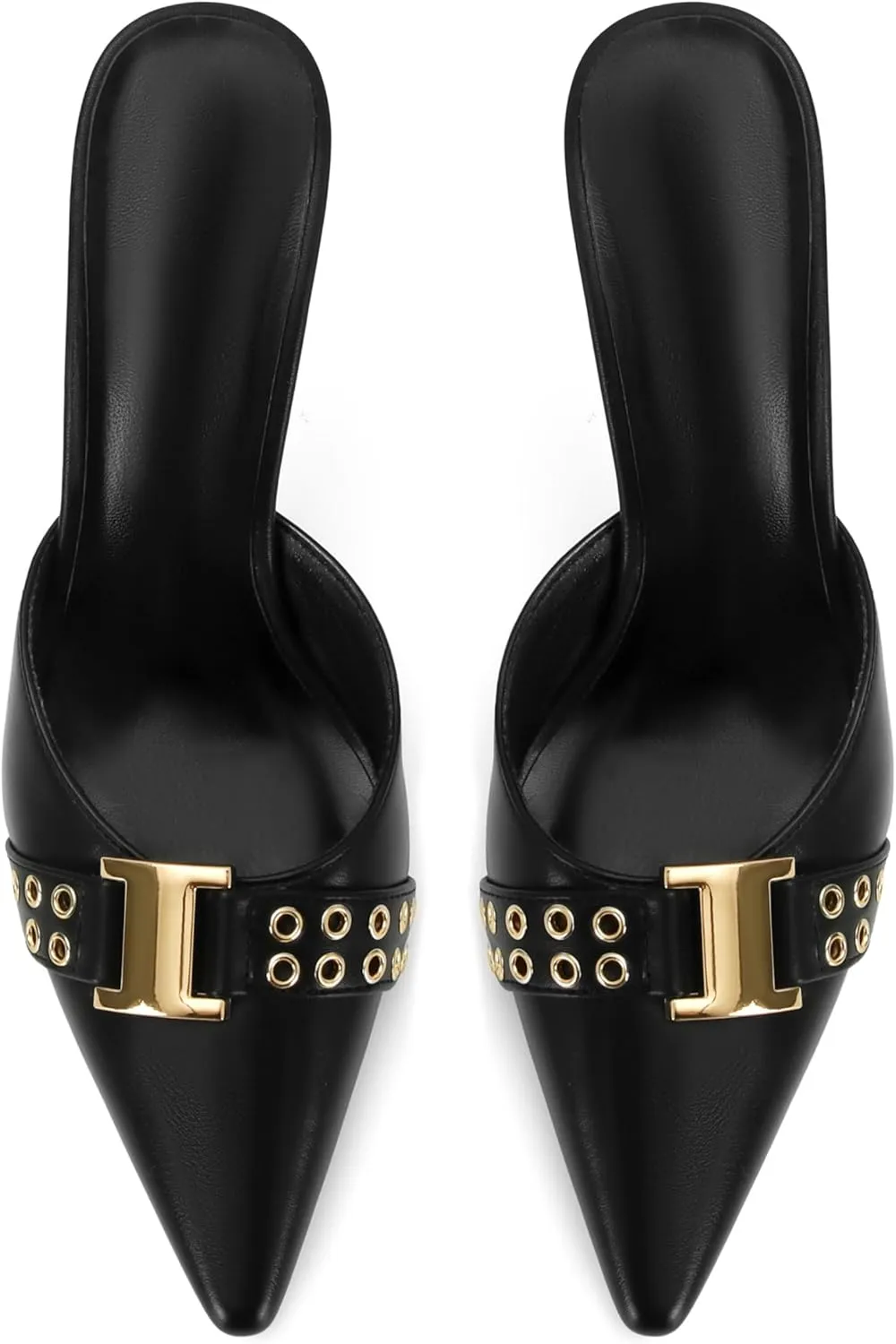DOEYG Pointed Toe Kitten Heels for Women Closed Toe Heeled Mules Heels Sandals Buckle Stiletto Heels Pumps