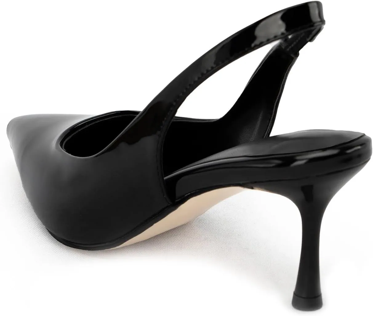 DREAMCIA Sling Back Pumps Heels Women Pointed Toe Sling Back Kitten Heels Bride Dress Causal Shoes