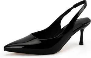 DREAMCIA Sling Back Pumps Heels Women Pointed Toe Sling Back Kitten Heels Bride Dress Causal Shoes