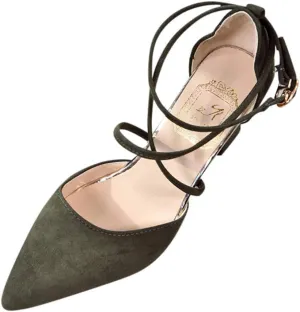 Dress Sandals Women Low Heel Ankle Strappy Closed Toe Elegant Ladies Formal Pumps Summer Work Office Shoes