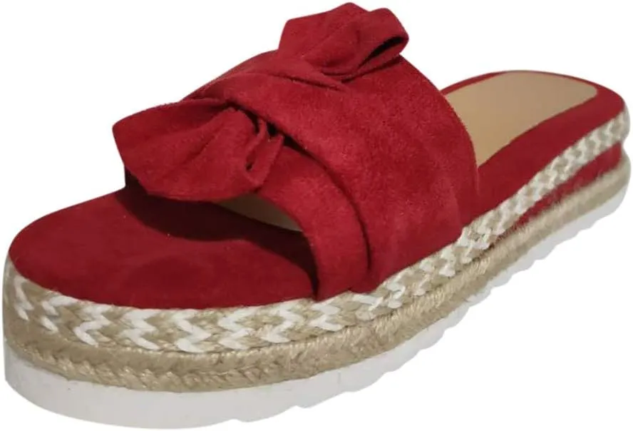 Eduavar Sandals Women Dressy Summer, Sandals Women Bow Toe Wedge Platforms Sandals Dressy Summer Comfy Slip On Sandals