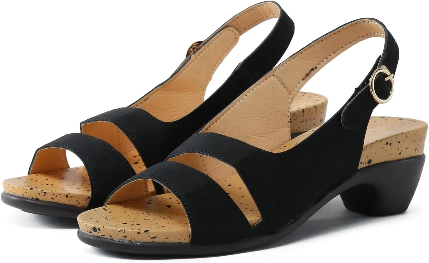Eduavar Wedge Sandals for Women, Womens Sandals Orthopedic Sandals Dressy Open Toe Low Heel Sandals with Ankle Strap