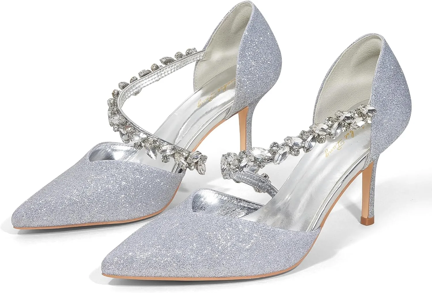 Elisabet Tang Women's Closed Pointed Toe Heels with Pearl Stiletto Pumps D'Orsay Wedding Bridal Party Women Sexy High Heel Dress Shoes