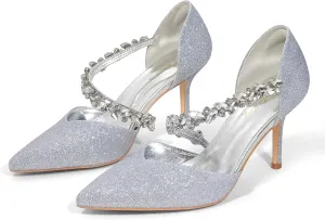 Elisabet Tang Women's Closed Pointed Toe Heels with Pearl Stiletto Pumps D'Orsay Wedding Bridal Party Women Sexy High Heel Dress Shoes