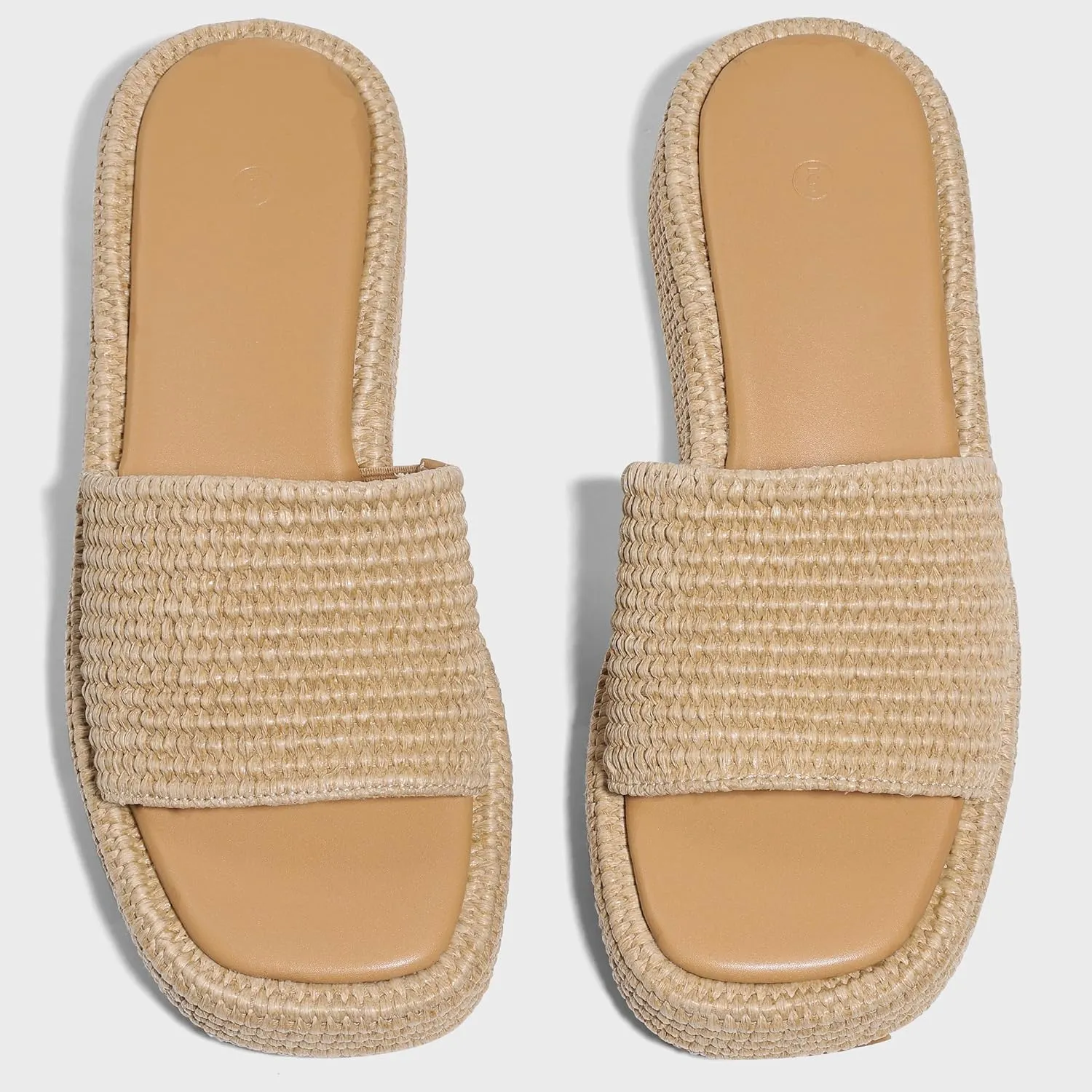 Erocalli Platform Sandals Women Cute Wedge Espadrilles Slip on Summer Beach Raffia Vacation Sandal Comfortable Open Toe Dressy Shoes