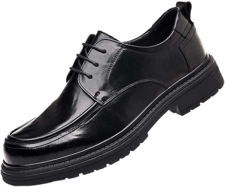 Fashion Slip-On Round Anti-Slip Mid Chunky Heels Formal Dress Oxford Lightweight Comfortable Thick-Soled Formal Shoes