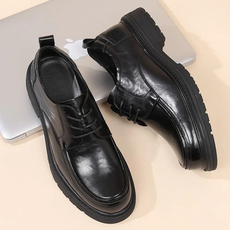 Fashion Slip-On Round Anti-Slip Mid Chunky Heels Formal Dress Oxford Lightweight Comfortable Thick-Soled Formal Shoes