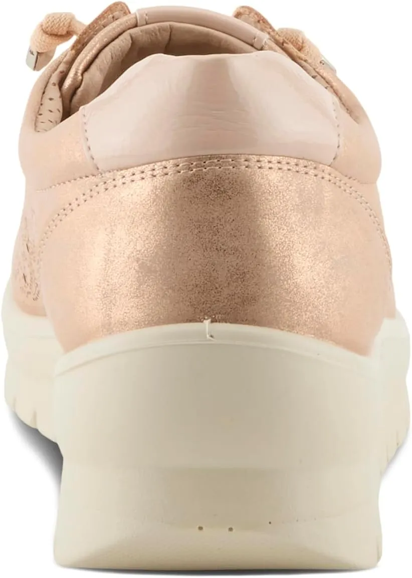 Flexus Women's RAYFIELD Lace-Up Athletic Shoes – Floral Etched Design, Arch Support, Shock-Absorbent Outsole