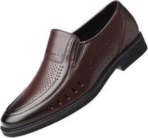 Formal Dress Shoes for Men Men's Dress Shoes, Breathable Slip-On Oxford, Round Toe Hollow Leather Business Shoes, Modern Comfortable Formal Shoes for Work