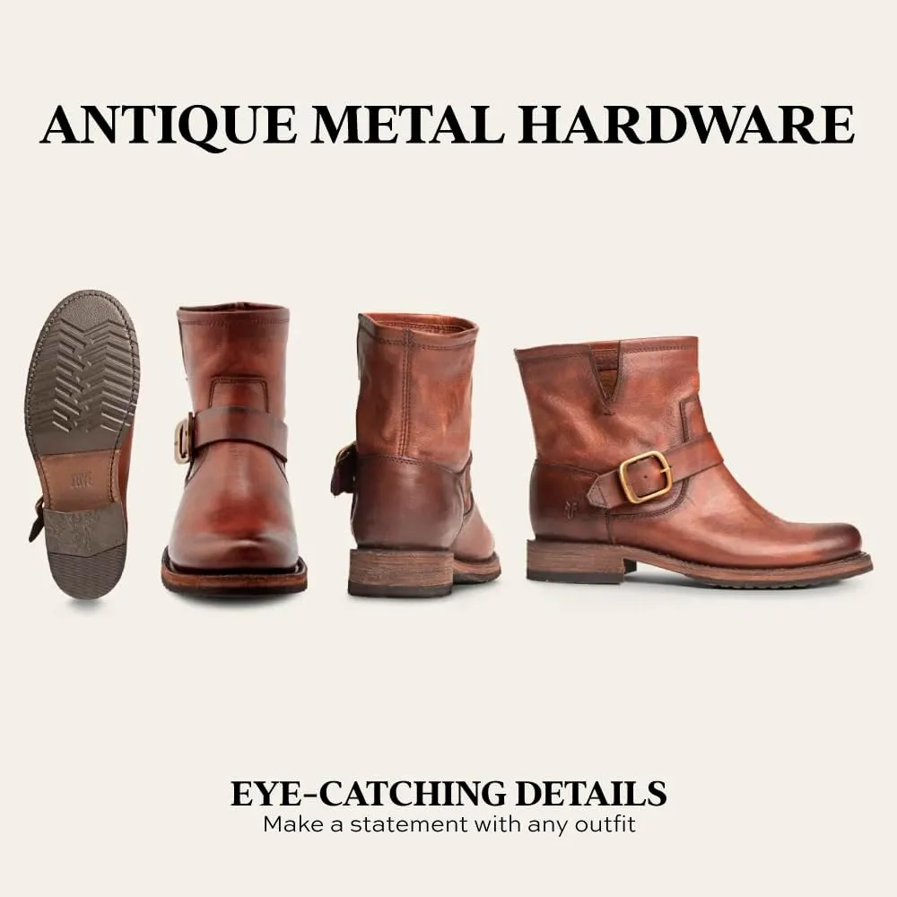 Frye Veronica Booties for Women Made from Full Grain Brush-Off Leather with Antique Metal Hardware and Waterproof, Hand-Stitched Goodyear Welt Construction