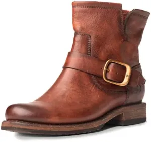 Frye Veronica Booties for Women Made from Full Grain Brush-Off Leather with Antique Metal Hardware and Waterproof, Hand-Stitched Goodyear Welt Construction