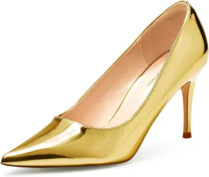 GENSHUO High Heels Pumps for Women Closed Toe 3 Inch Stillettos Heels Dress Shoes