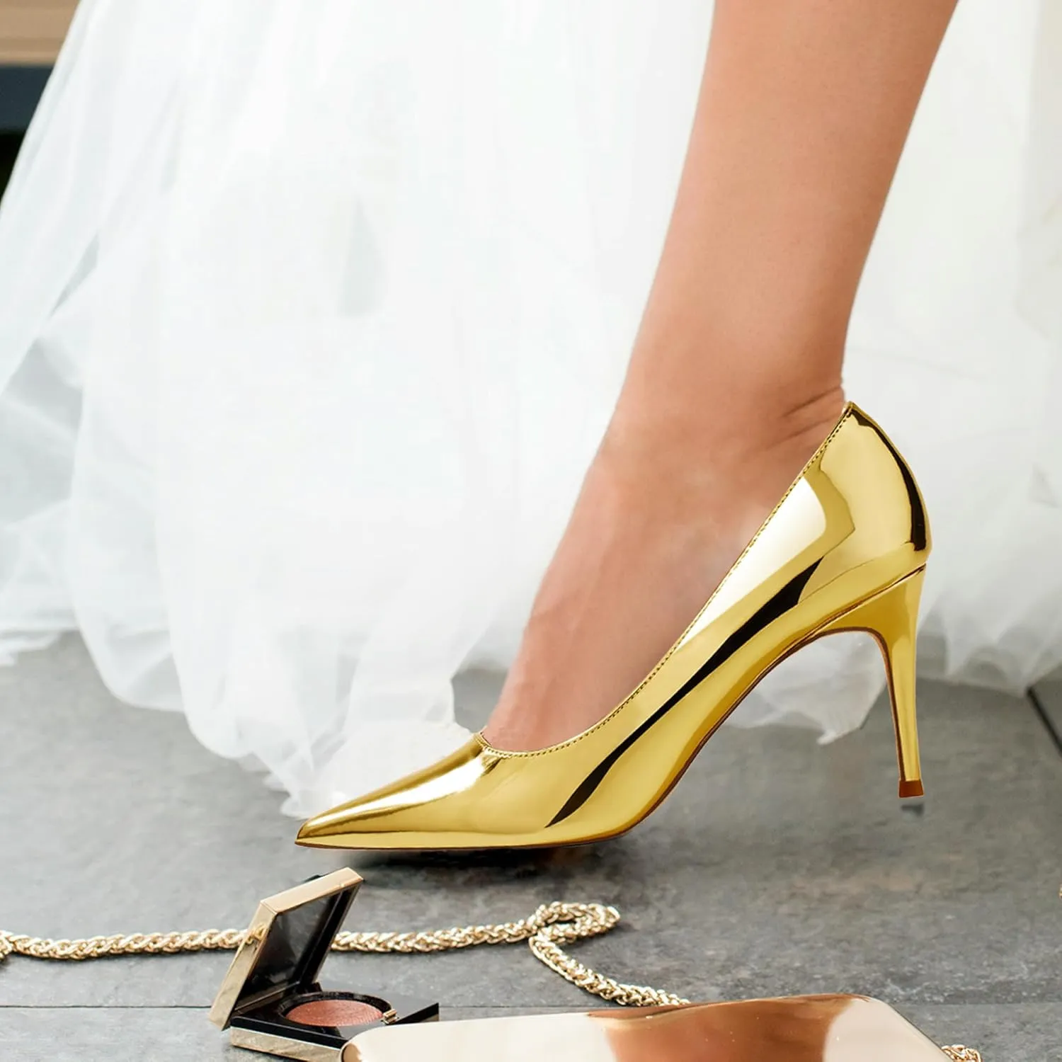 GENSHUO High Heels Pumps for Women Closed Toe 3 Inch Stillettos Heels Dress Shoes