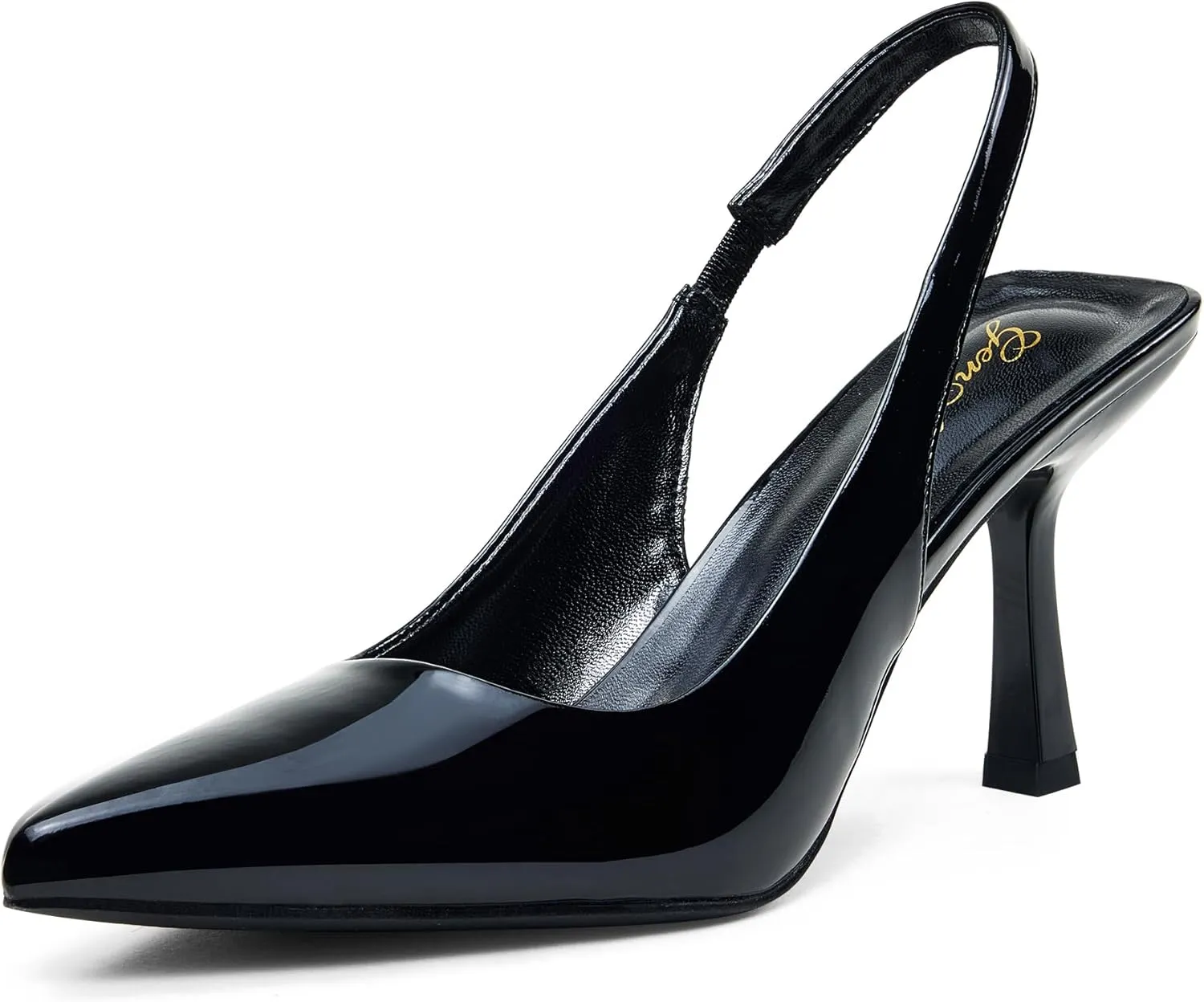 GENSHUO Women's Slingback Kitten Heel Pointed Closed Toe Stiletto Pumps Slip on Elastic Strap Wedding Party Dress Sandals Shoes
