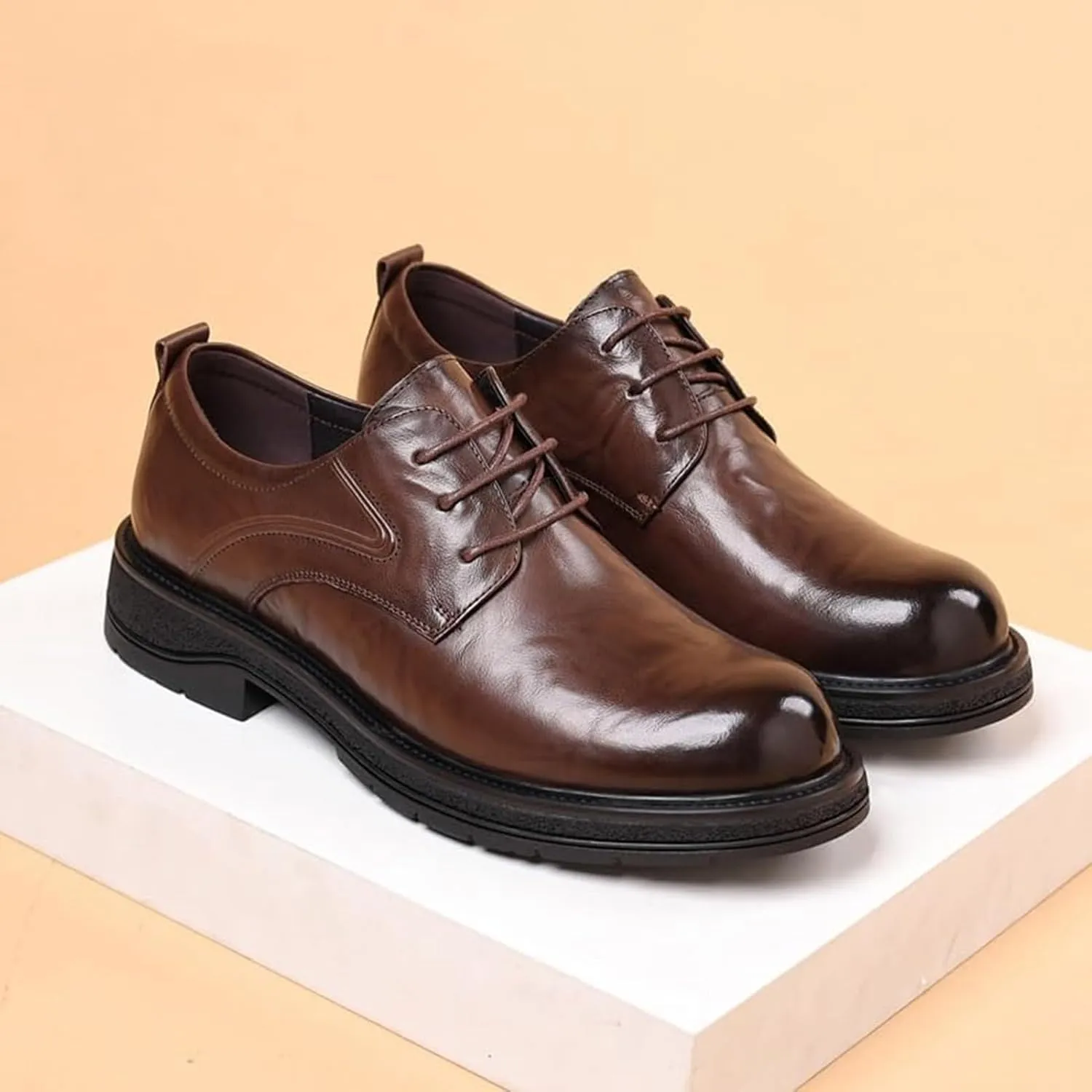 Genuine Leather Dress Formal Shoes for Men Business Work Classic Lace Up Oxfords Dress Shoes Business Formal Wedding Shoes