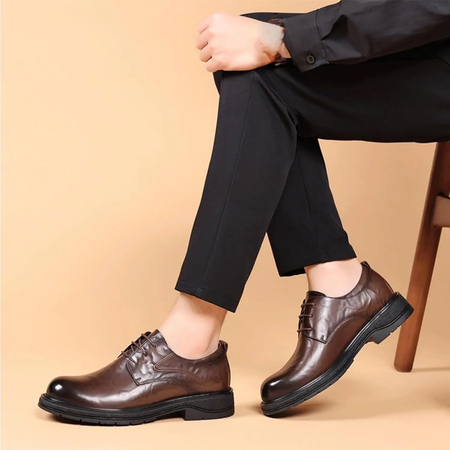 Genuine Leather Dress Formal Shoes for Men Business Work Classic Lace Up Oxfords Dress Shoes Business Formal Wedding Shoes