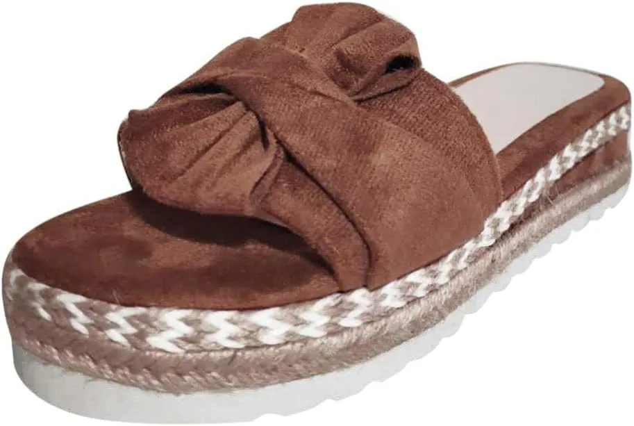 Gibobby Womens Slippers,Womens Bow Slip-on Platform Sandals Flip Flops Summer Slippers Flat Bowknot Casual Open Toe Shoes