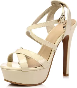 Gicoiz Bride Stiletto Heels Elegant Peep Toe Platform Sandals
