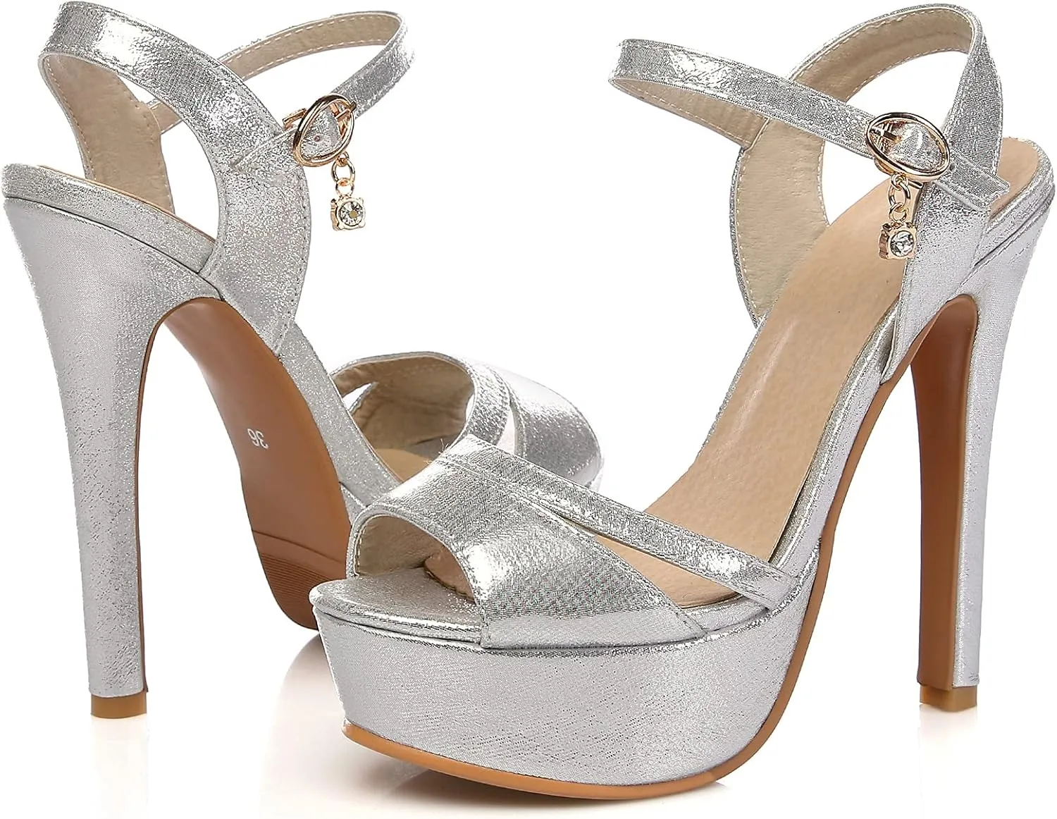 Gicoiz Bride Stiletto Heels Elegant Peep Toe Platform Sandals