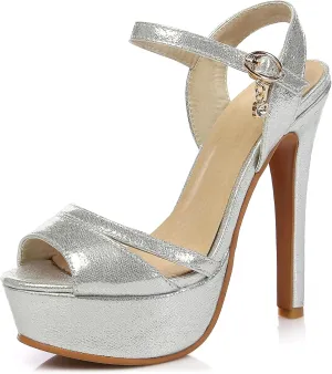 Gicoiz Bride Stiletto Heels Elegant Peep Toe Platform Sandals