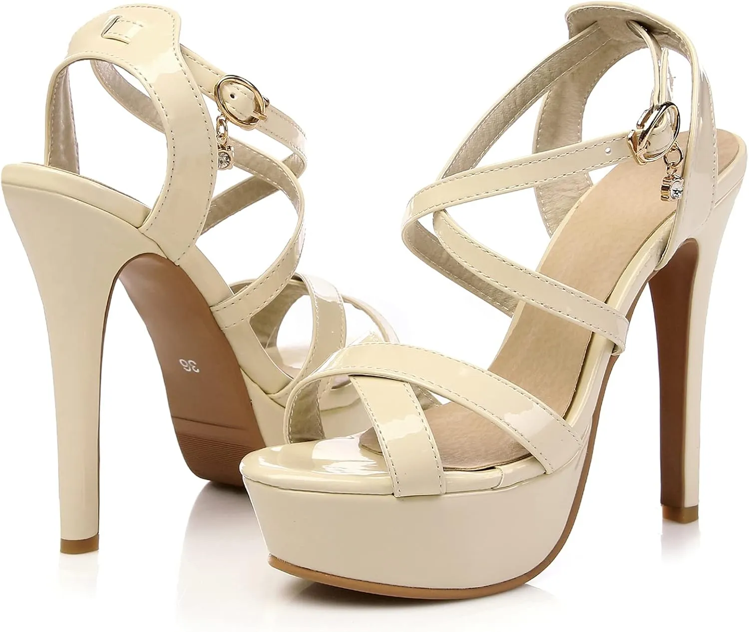 Gicoiz Bride Stiletto Heels Elegant Peep Toe Platform Sandals