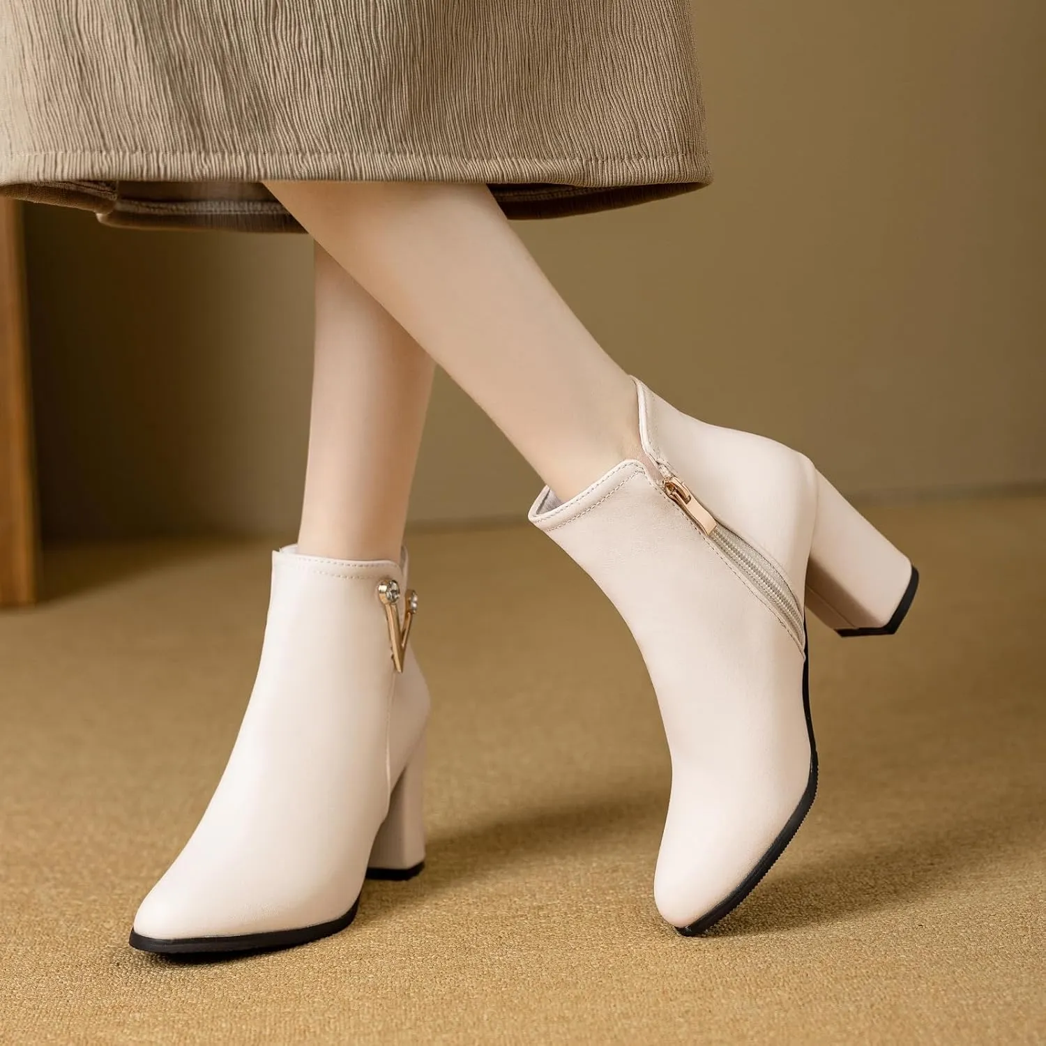 Gicoiz Elegant Chelsea Womens Formal Block Heel Ankle Boots