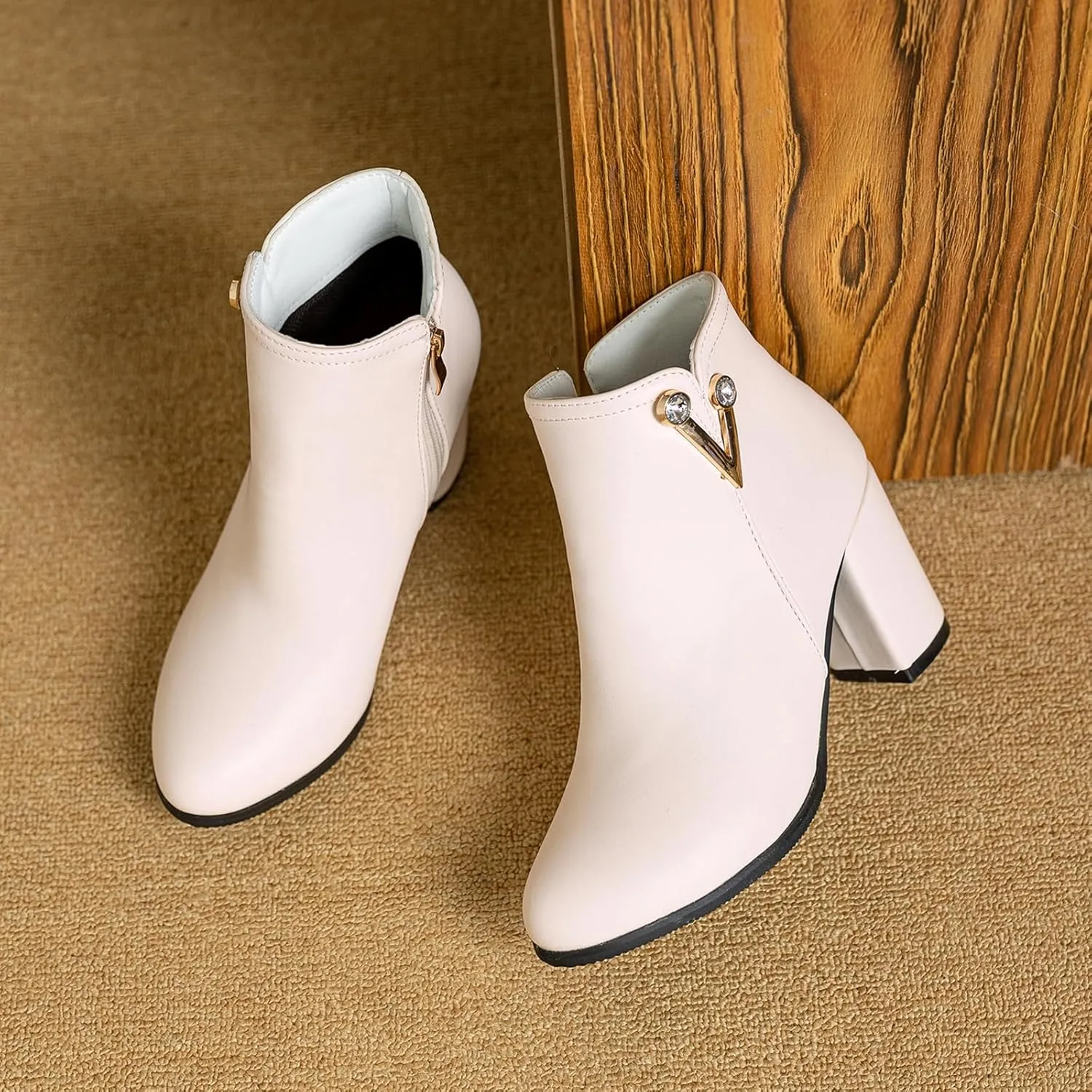 Gicoiz Elegant Chelsea Womens Formal Block Heel Ankle Boots