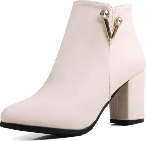 Gicoiz Elegant Chelsea Womens Formal Block Heel Ankle Boots