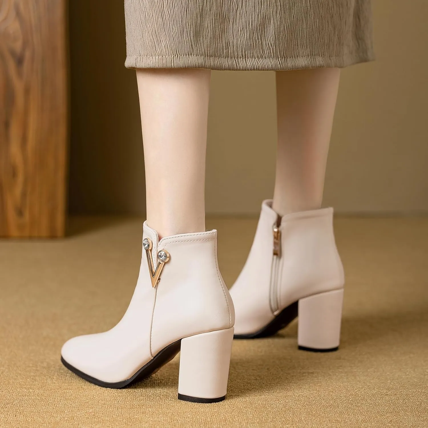 Gicoiz Elegant Chelsea Womens Formal Block Heel Ankle Boots