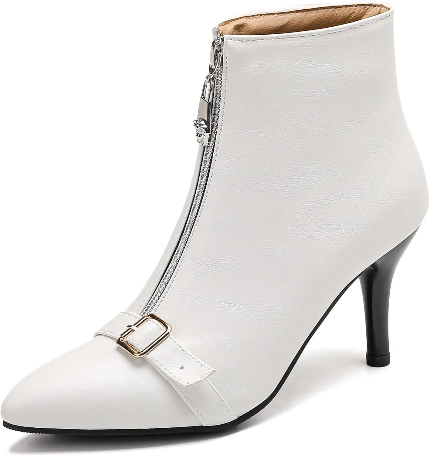 Gicoiz Women Winter Stiletto High Heels Buckle Elegant Ankle Boots