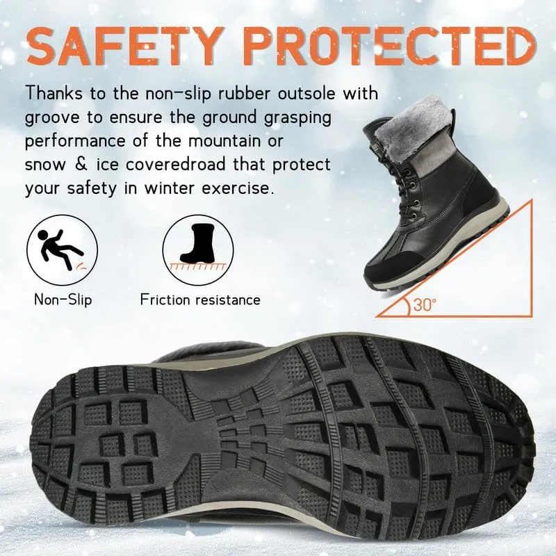 Hanani Womens Snow Boots Warm Fur Lined Winter Boots Anti Slip Ankle Boots Mid Calf Snowboots Waterproof and Cold-Resistant Outdoor Walking Shoes for Women