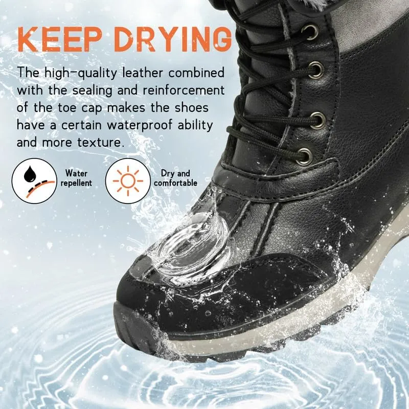 Hanani Womens Snow Boots Warm Fur Lined Winter Boots Anti Slip Ankle Boots Mid Calf Snowboots Waterproof and Cold-Resistant Outdoor Walking Shoes for Women