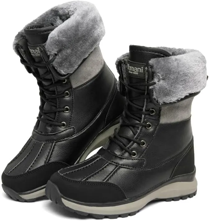 Hanani Womens Snow Boots Warm Fur Lined Winter Boots Anti Slip Ankle Boots Mid Calf Snowboots Waterproof and Cold-Resistant Outdoor Walking Shoes for Women