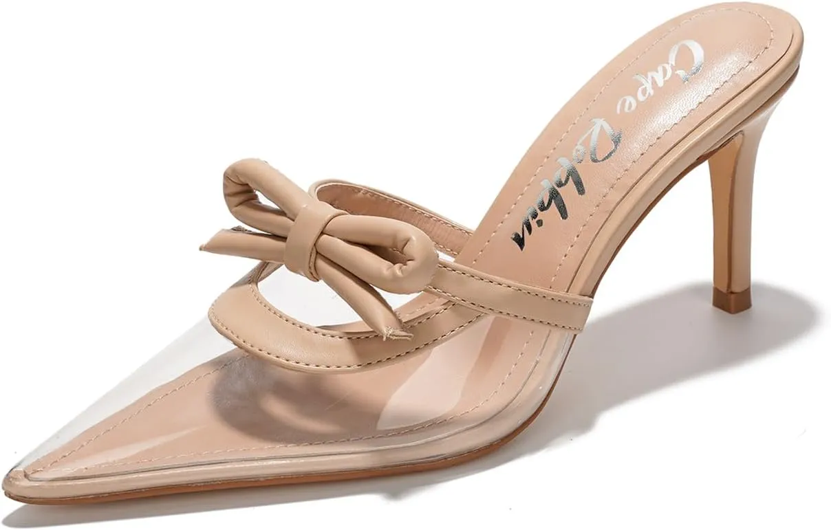 Hanny Elegant Bow Kitten Heels - Classy Women's Mules