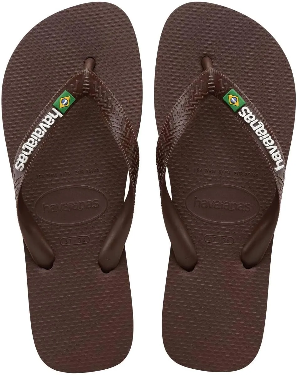 Havaianas Women's Brazil Logo Flip Flops Sandals, Dark Brown, 6