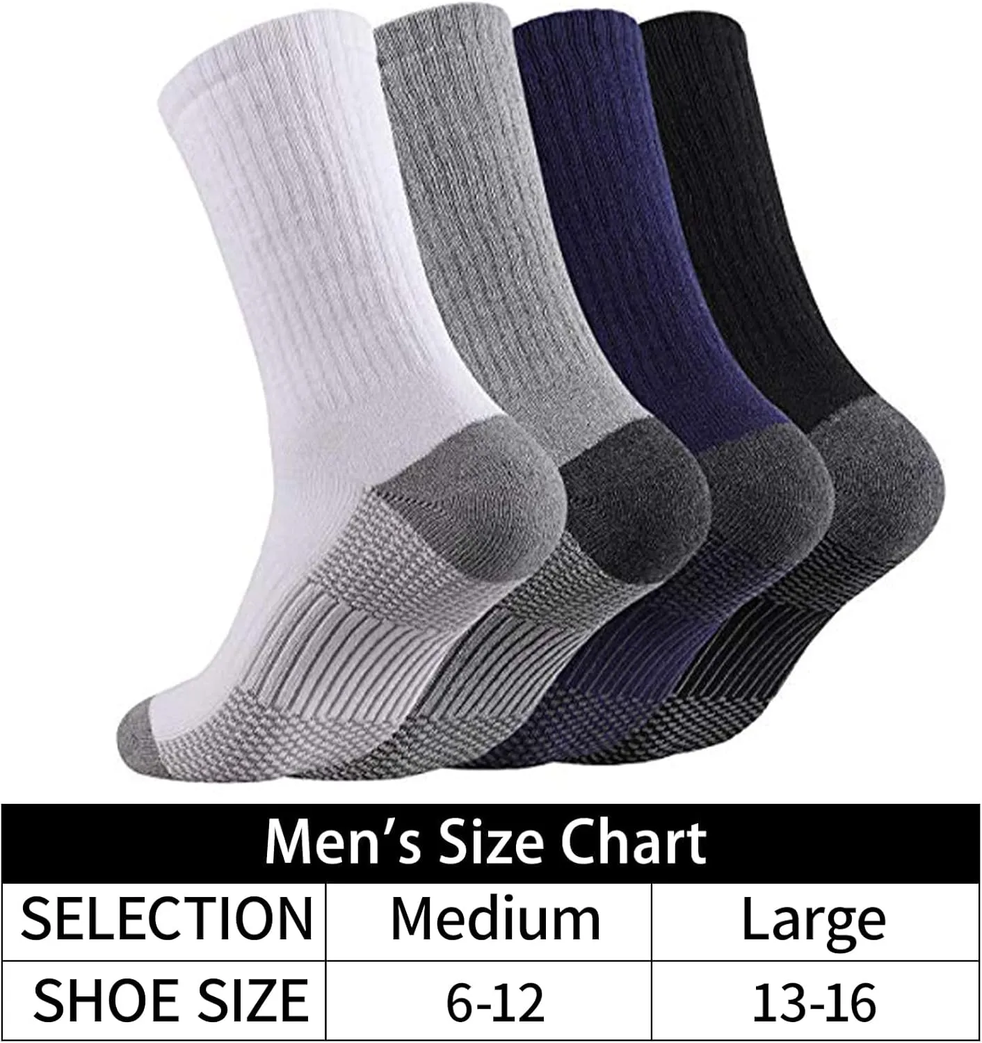 Heatuff 12 Pairs Men's Cotton Performance Athletic Crew Extra Heavy Cushion Socks