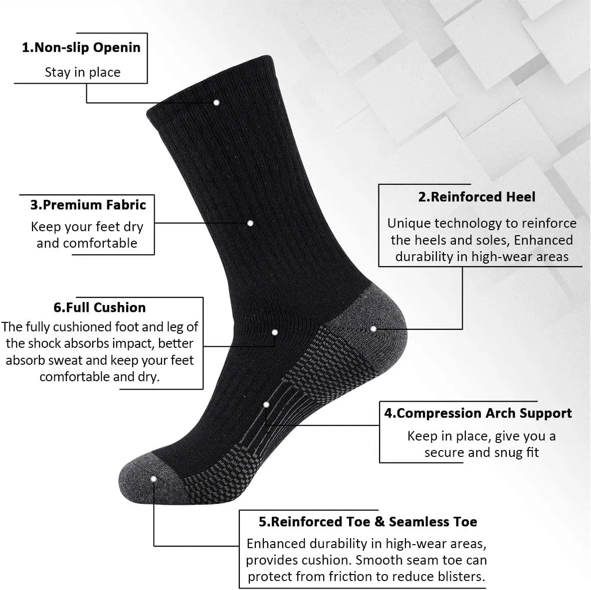 Heatuff 12 Pairs Men's Cotton Performance Athletic Crew Extra Heavy Cushion Socks