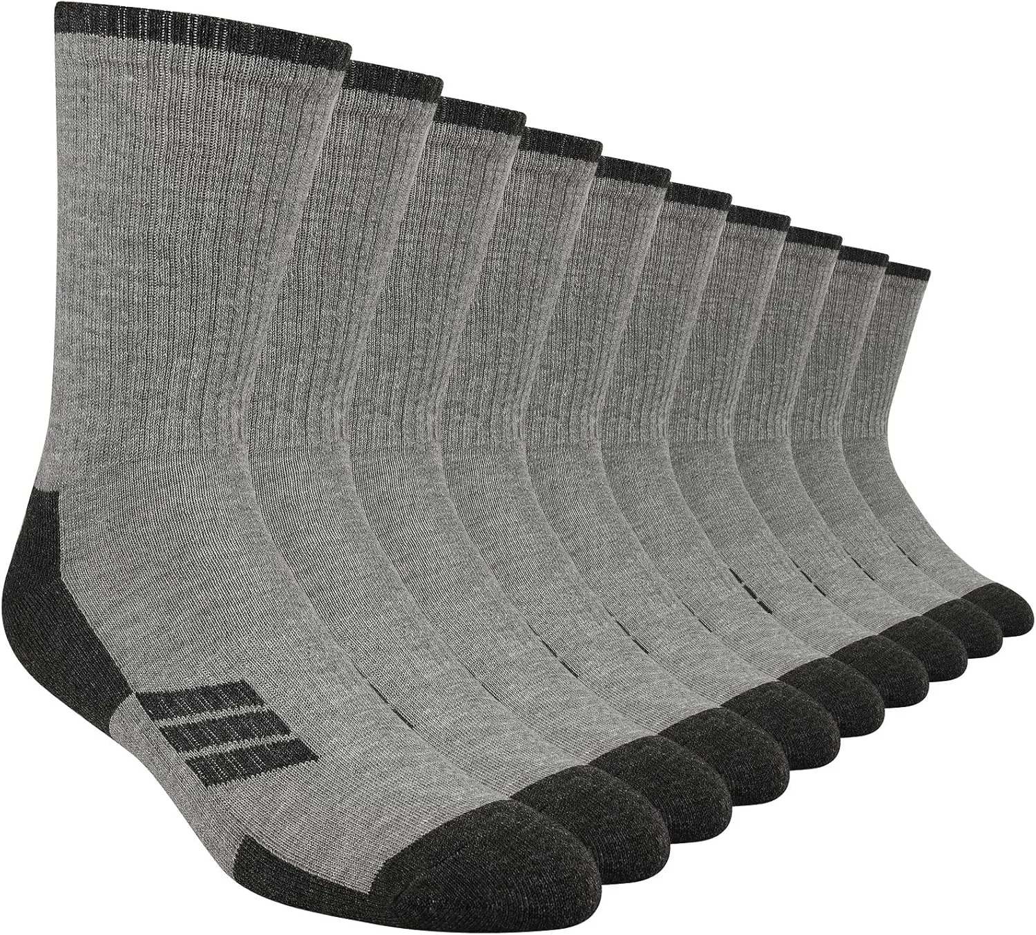 Heatuff Mens Moisture Wicking Heavy Cushion Crew Socks, Reinforced Heel & Toe Durable Socks