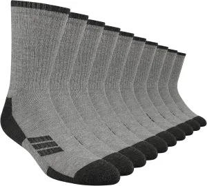 Heatuff Mens Moisture Wicking Heavy Cushion Crew Socks, Reinforced Heel & Toe Durable Socks