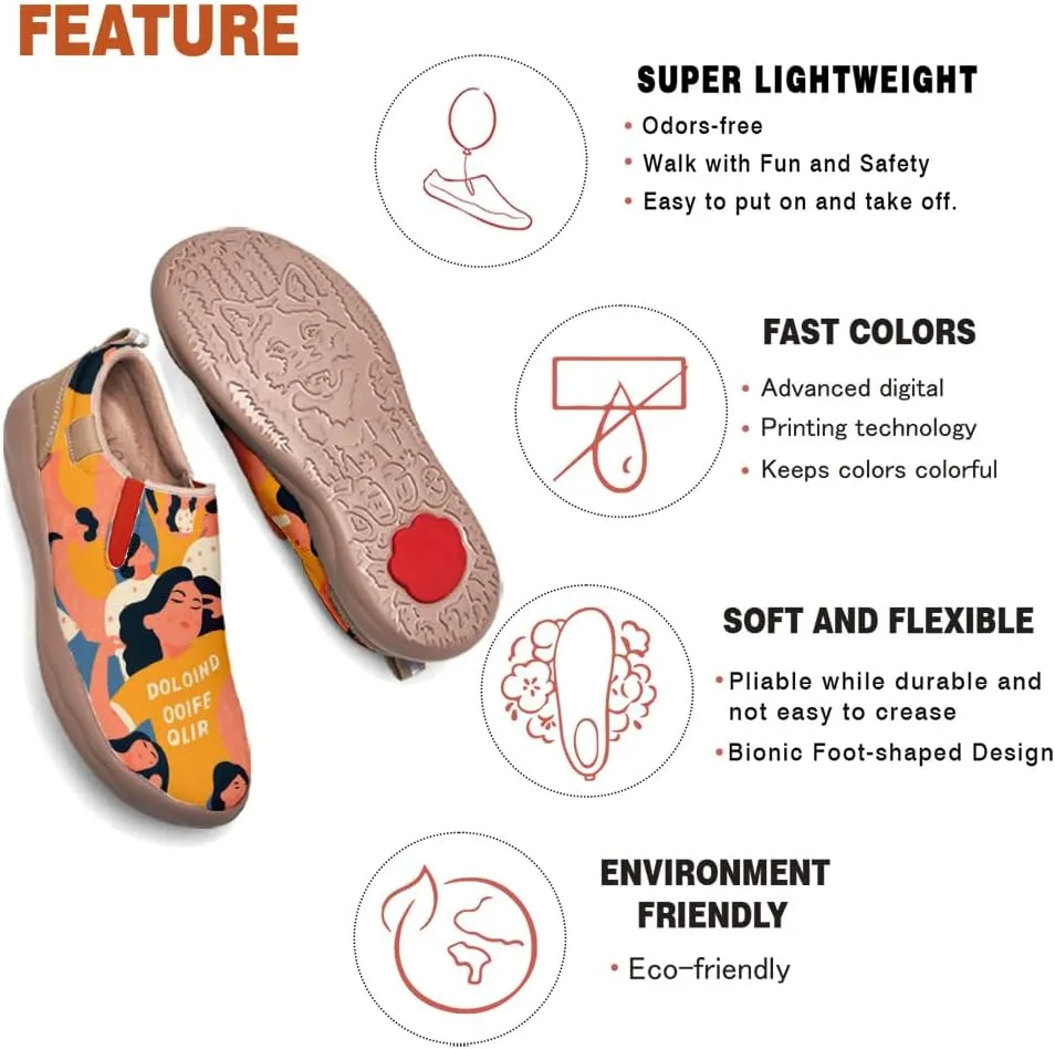 Hetios Women's Casual Shoes Comfort Soft Slip On Walking Travel Loafers Leather Painted Sneakers