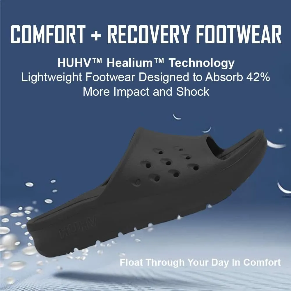 HUHV Women's MAX Cushion Arch Pod Tech Recovery comfort Slide Sandal with Comfort Orthotic Arch Support and our Proprietary HEALIUM Foam Technology