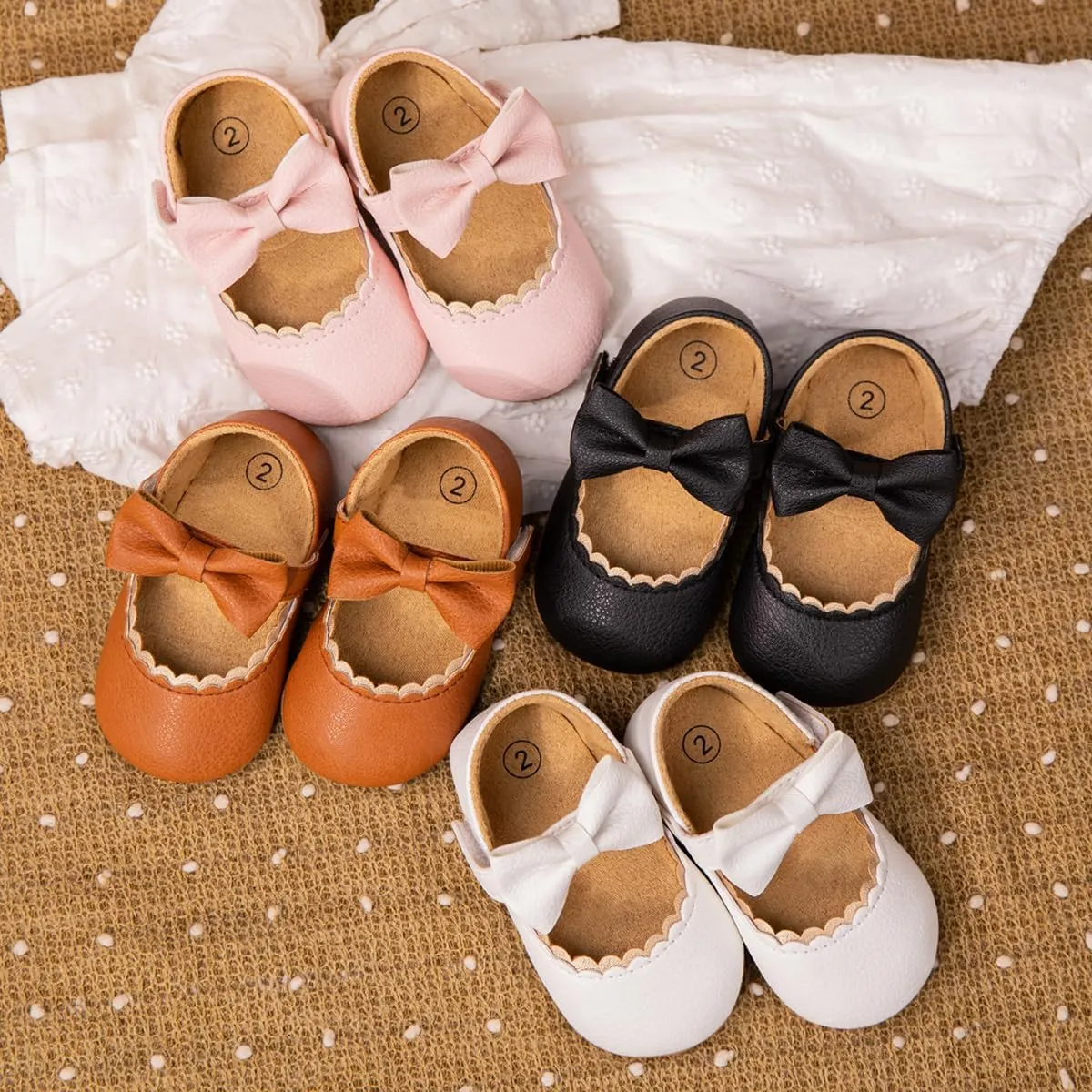 Infant Baby Girls Mary Jane Non-Slip Soft Sole Bowknot Princess Newborn Infant Toddler First Walker Cirb Dress Shoes